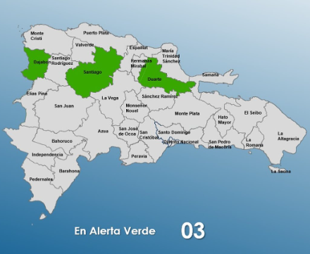 Tres provincias dominicanas se mantienen en alerta verde por persistentes lluvias