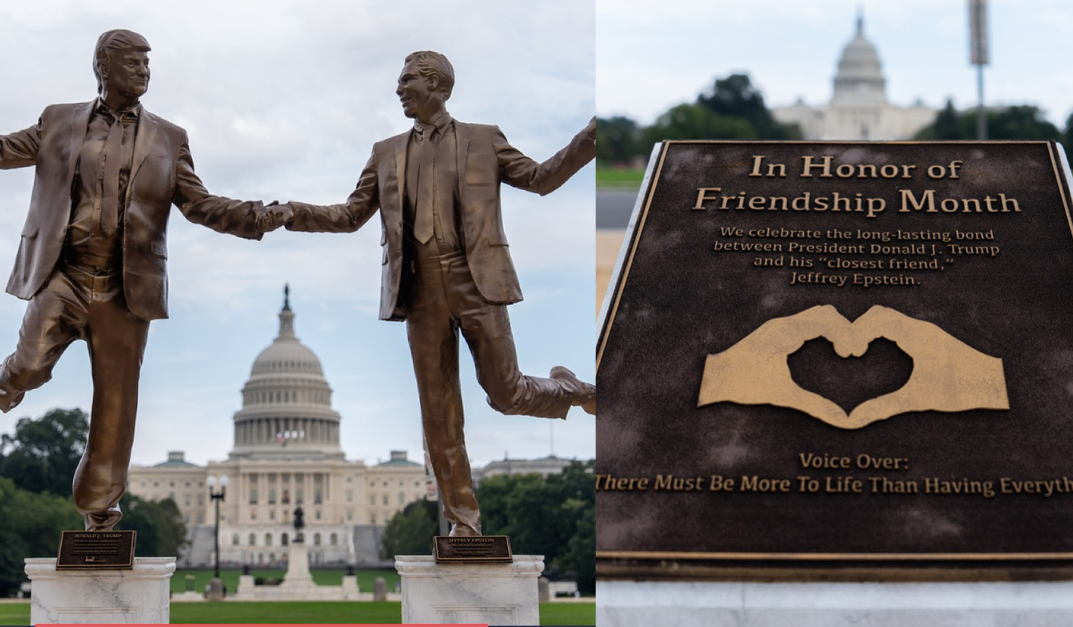 Estatua de Trump y Epstein instalada en el National Mall genera controversia