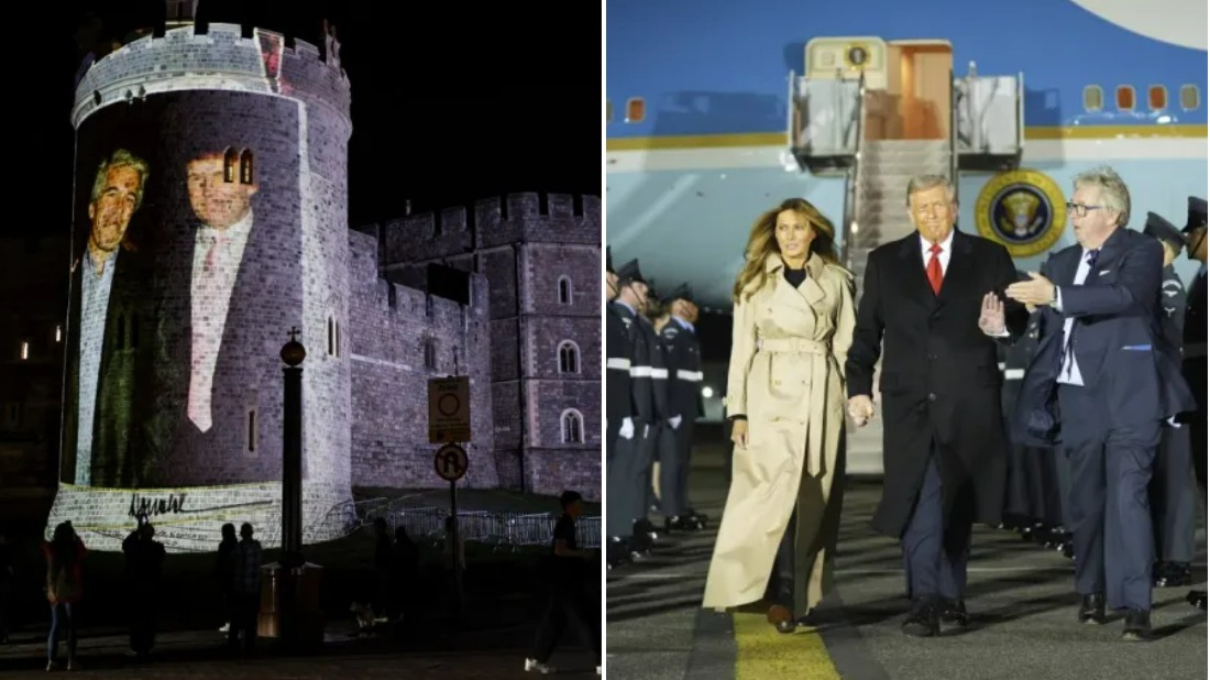 Grupo de activistas proyecta imágenes de Trump y Epstein en el Castillo de Windsor