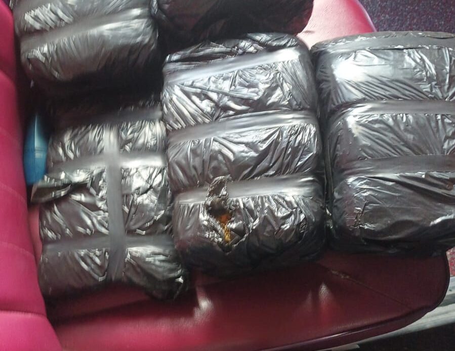 Ocho pacas de supuesta marihuana abandonadas en autobús son decomisadas en Azua