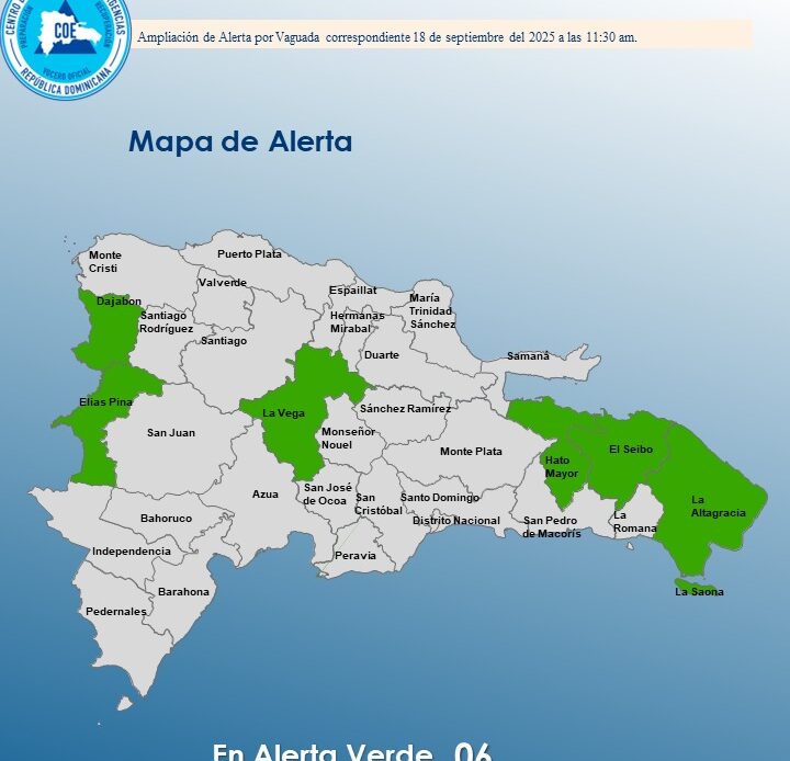 COE amplía alerta verde a seis provincias por onda tropical y vaguada