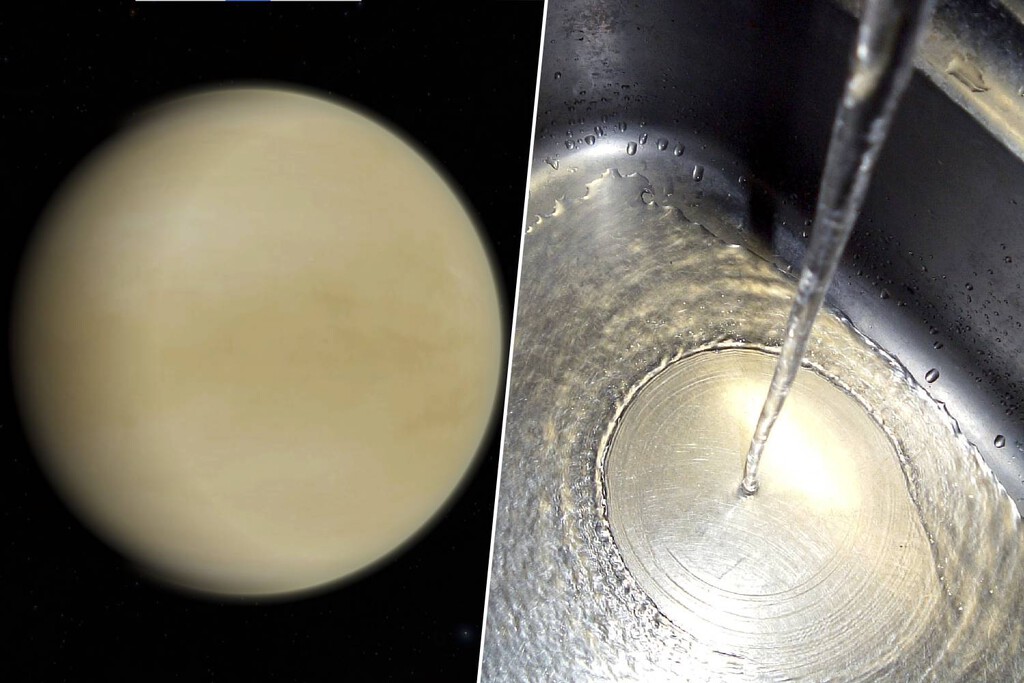 El Misterio de las Nubes de Venus Resuelto con la Dinámica de Fluidos de un Fregadero