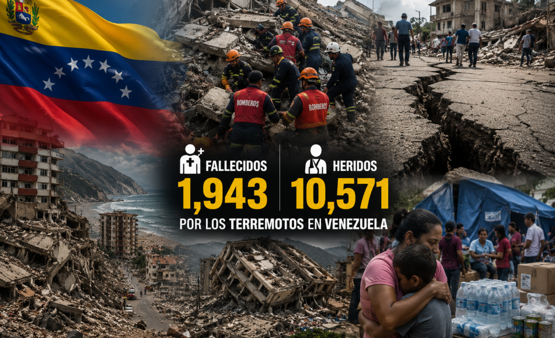 Aumentan a 1,943 los decesos y a 10,571 los lesionados por sismos en Venezuela