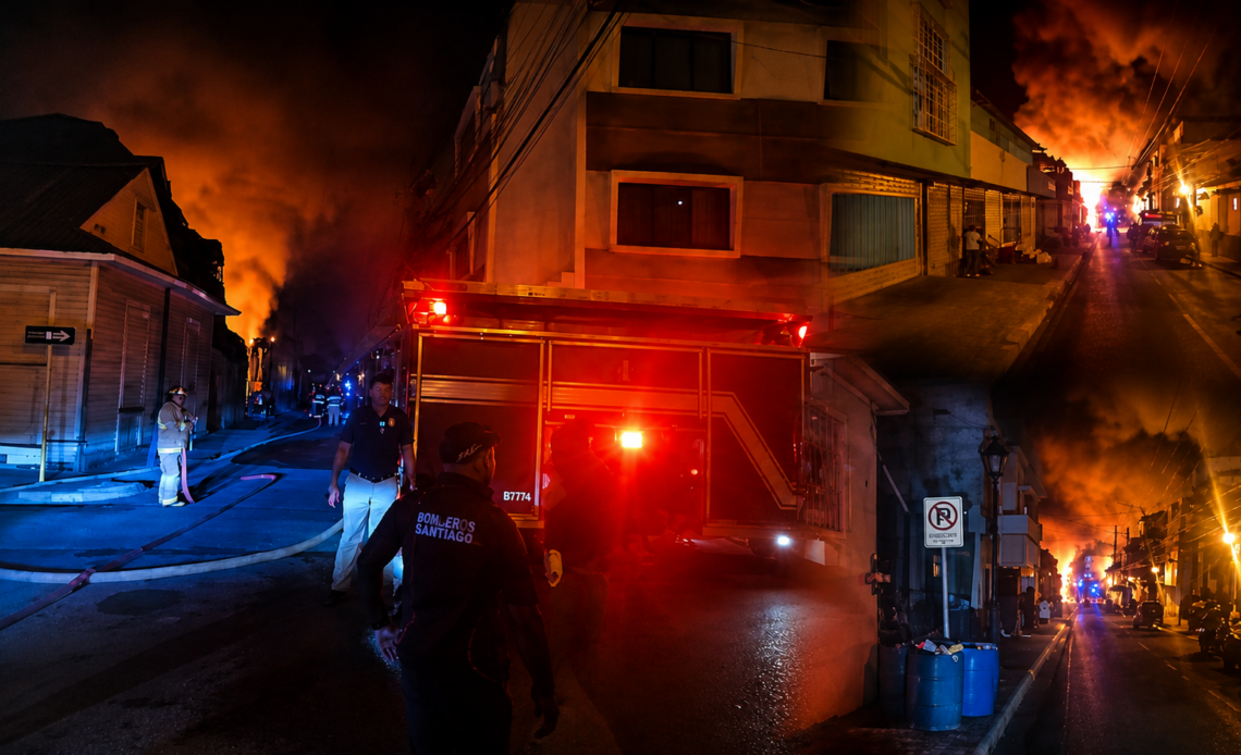 Vivienda Consumida por Incendio y Otras Dos Afectadas en Santiago