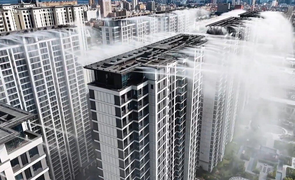 China Implementa Sistemas de Nebulización de Agua en Techos para Climatizar Edificios y Espacios Exteriores