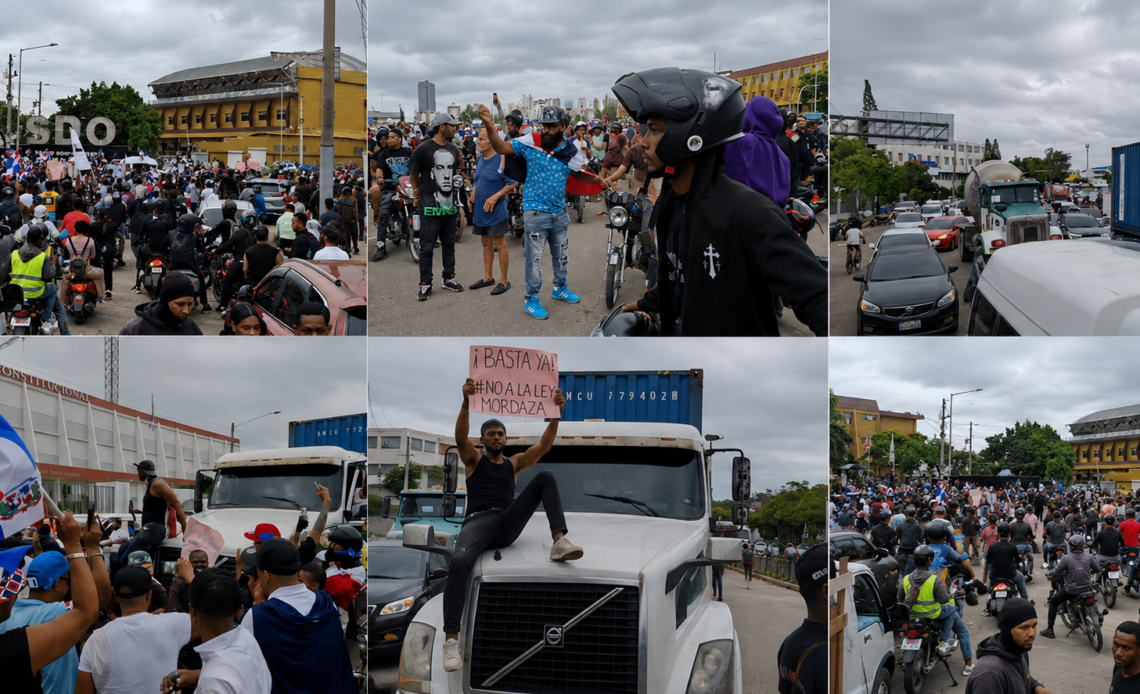 Manifestantes en Plaza de la Bandera Paralizan Tránsito en Protesta Contra Nuevo Código Penal