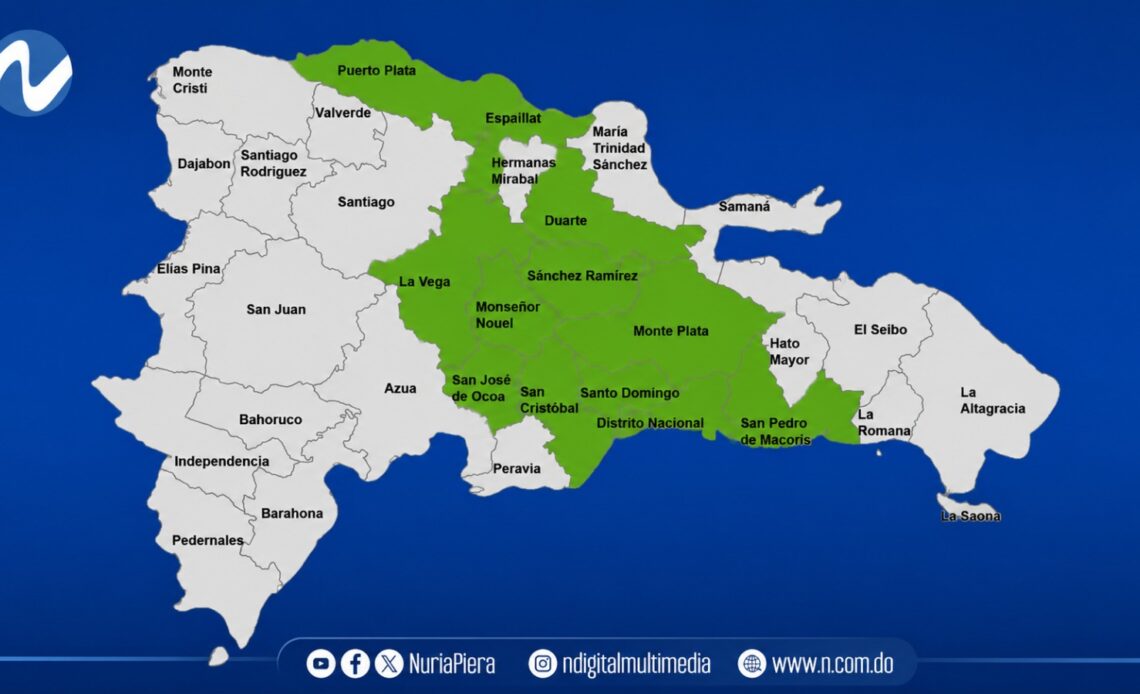 COE Extiende Alerta Verde a 12 Provincias y el Distrito Nacional por Fuertes Lluvias