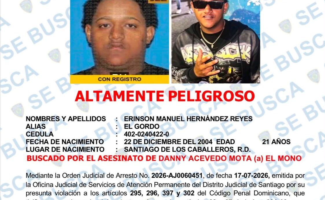 La Policía Nacional insta a alias ''El Gordo'' a entregarse por homicidio