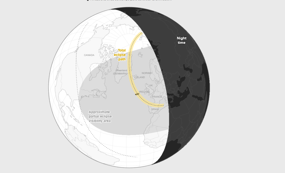 Europa se prepara para un eclipse solar total histórico este miércoles