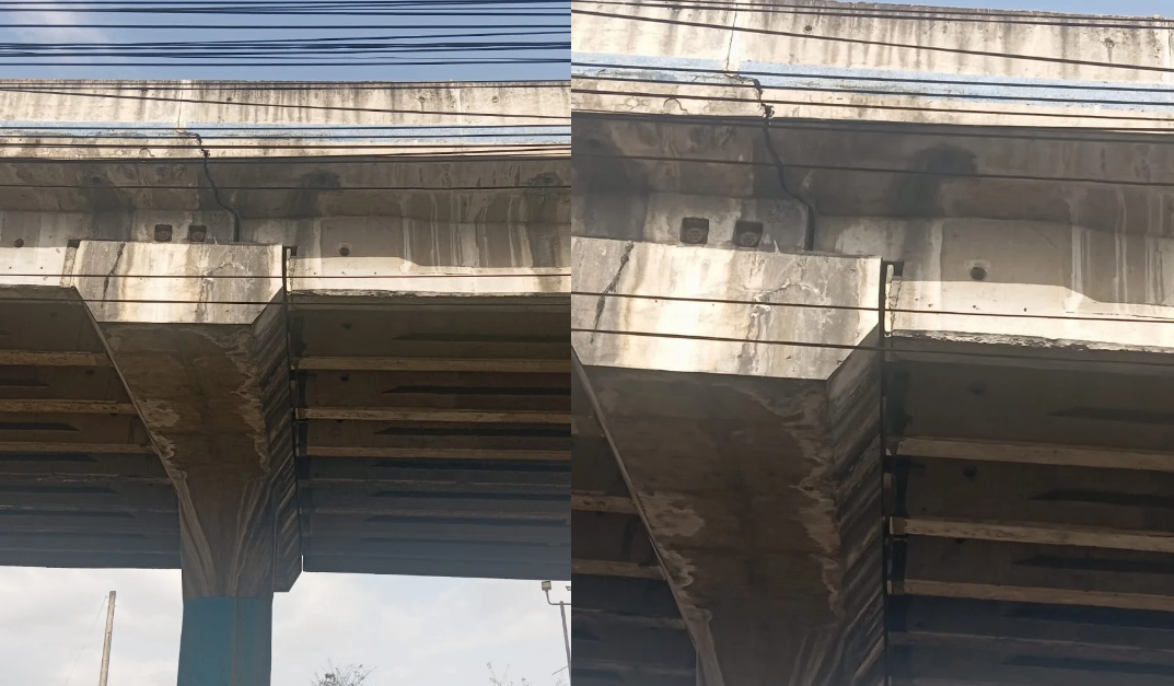 Preocupación ciudadana por fisura en viga de paso elevado en Máximo Gómez y Nicolás de Ovando