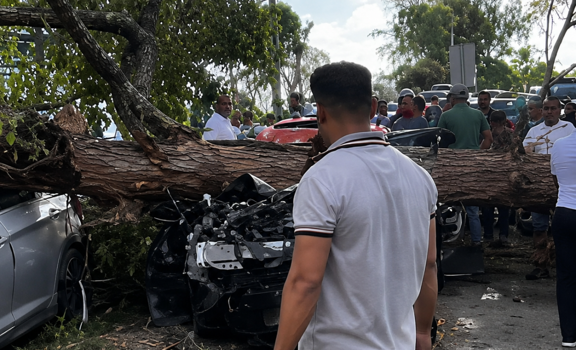 Cuatro Heridos y Vehículos Afectados por Caída de Árbol en Autopista Las Américas