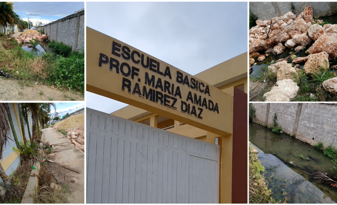 Reportan el mal estado del acceso principal a la Escuela María Amada Ramírez Díaz en Manoguayabo