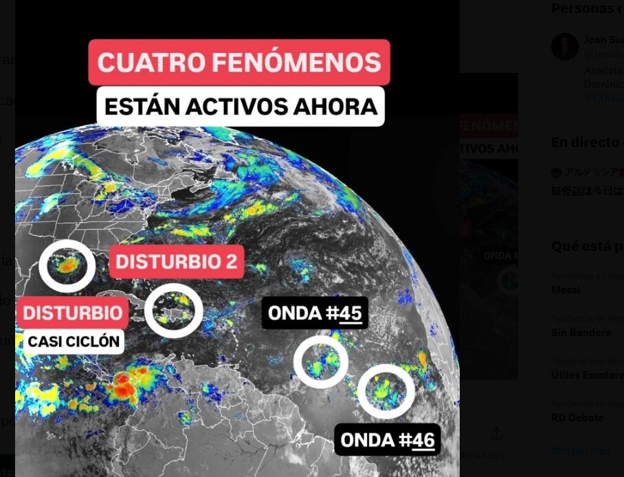 Cuatro fenómenos atmosféricos bajo monitoreo en el Atlántico; dos con potencial ciclónico