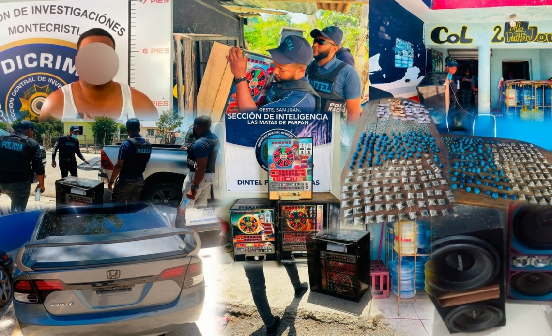 Policía Nacional Detiene Individuos y Confisca Armas, Drogas y Máquinas Ilegales en Diversas Provincias