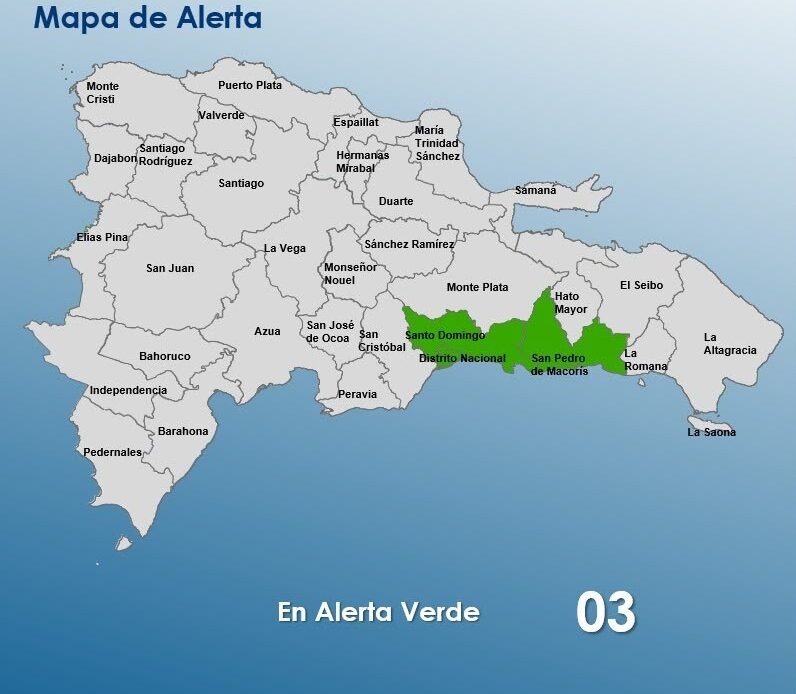Alerta Verde por Vaguada en Santo Domingo, DN y San Pedro de Macorís