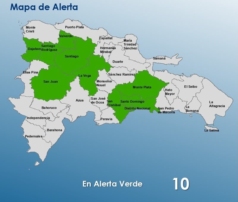COE Sostiene Alerta Verde en Distrito Nacional y Nueve Provincias por Influencia de Vaguada