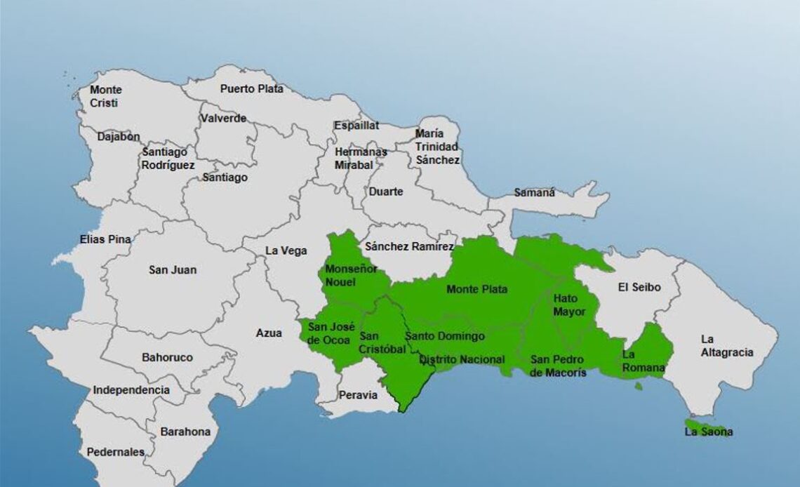 Nueve provincias y el Distrito Nacional en alerta verde por lluvias intensas
