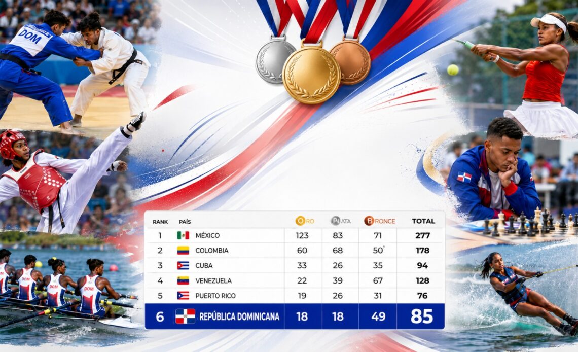 República Dominicana Alcanza 85 Medallas y se Mantiene Sexta en los Juegos Santo Domingo 2026
