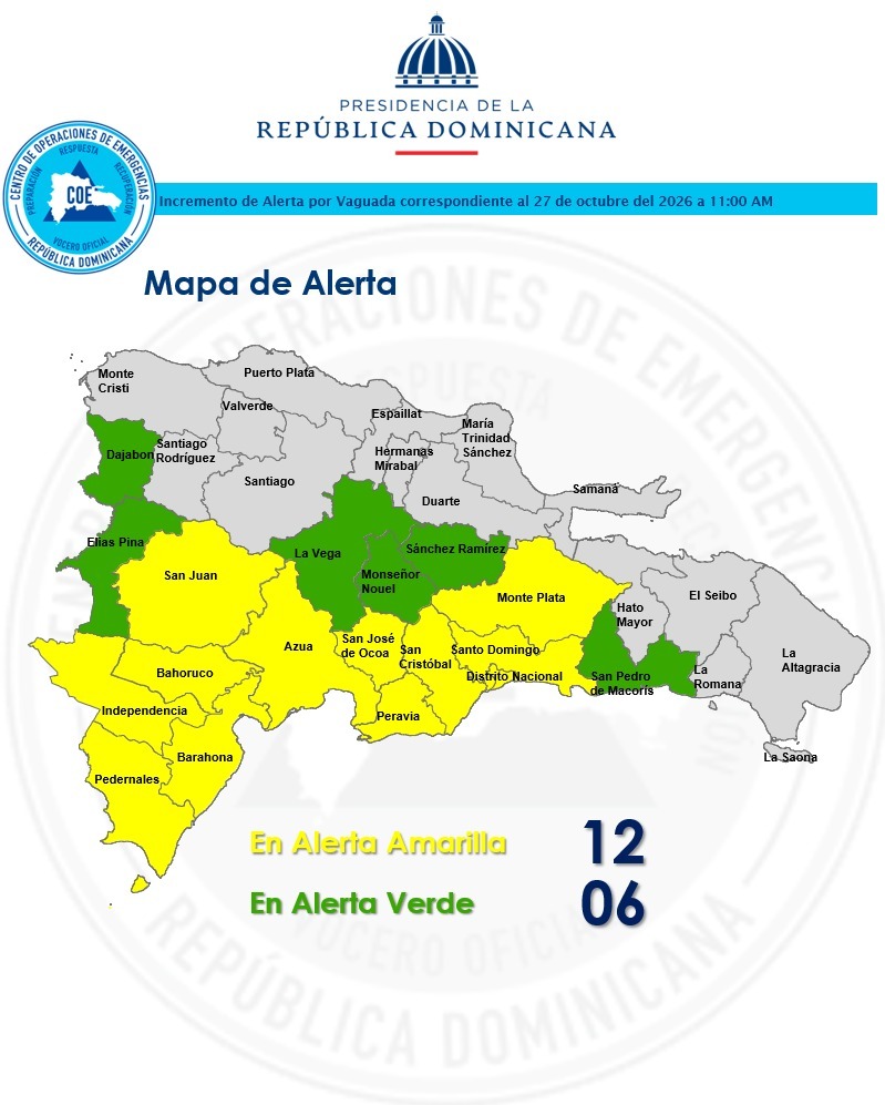 Incrementan a 18 las provincias en alerta por lluvias y reportan 28 acueductos inoperativos