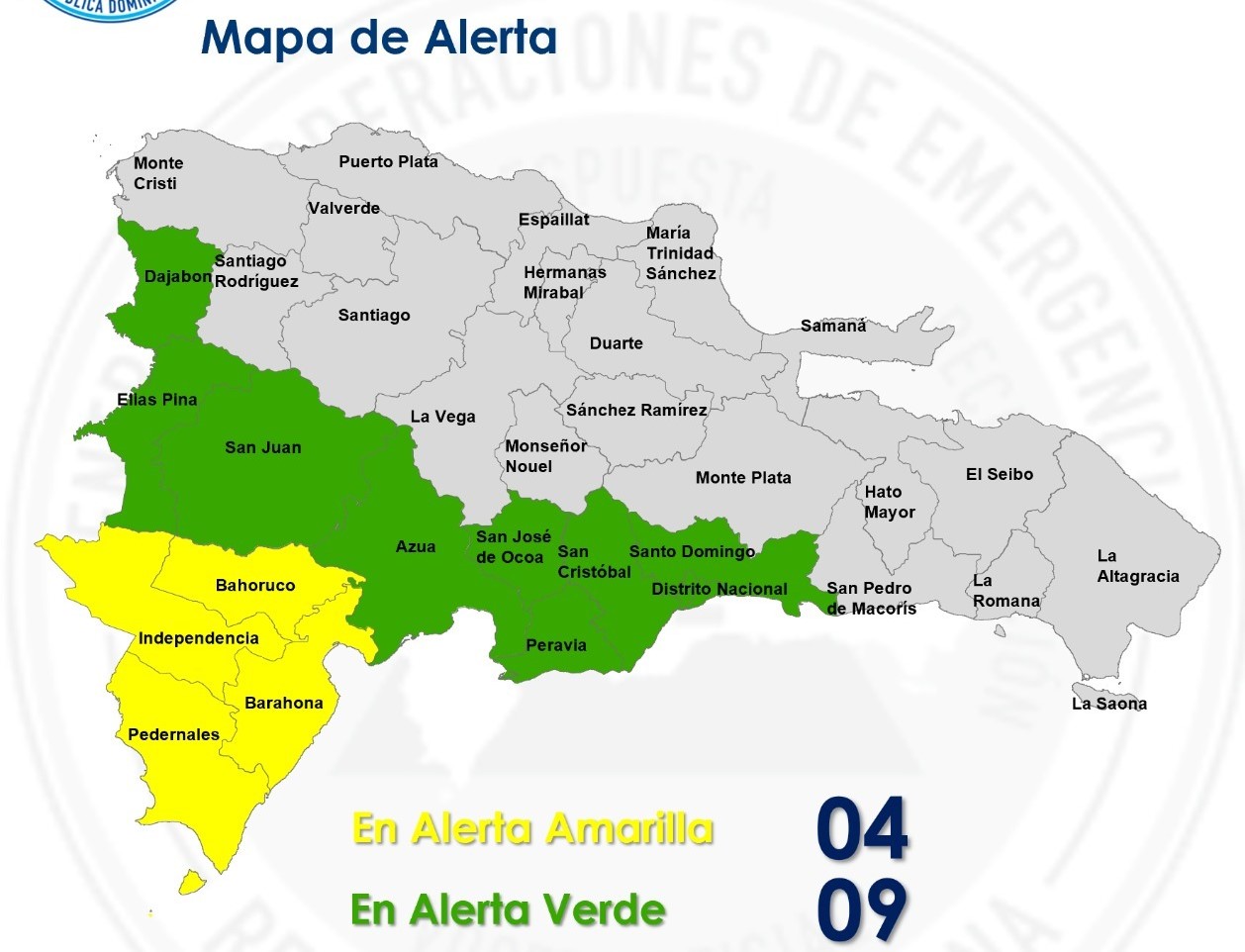 COE Eleva Alertas en Nueve Provincias y el Distrito Nacional por Efectos de Vaguada